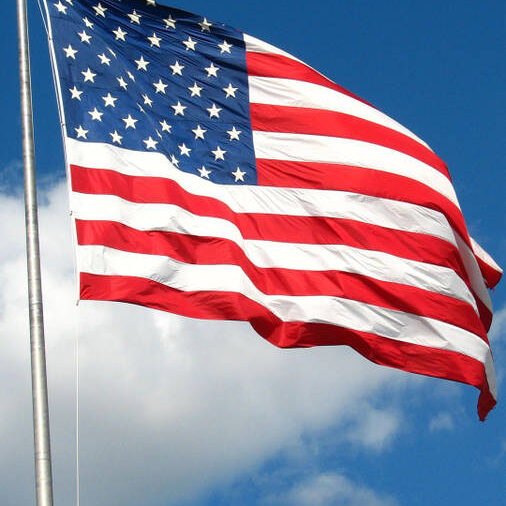 United States of America flag and pole